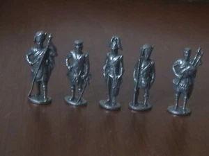 KINDER SURPRISE VINTAGE FIGURINES SCOTS SCOTSMEN SILVER MINIATURES SET OF 5 - Picture 1 of 2