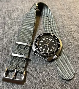 Premium Hemp Cotton Blend Military Watch Strap / Grey / Stainless Steel 20/22mm - Picture 1 of 7
