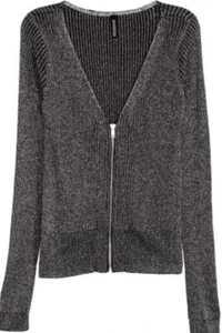H&M Black/Glittery Cardigan with a Zip size S UK 8-10 - Picture 1 of 11
