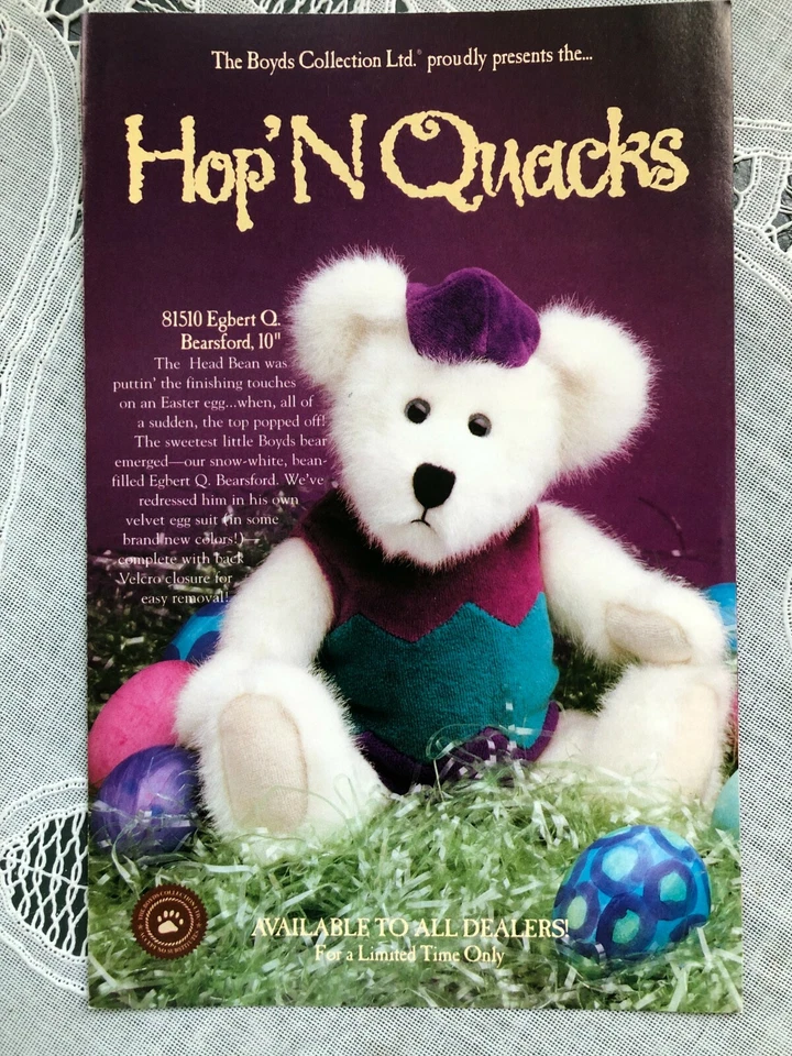 ENESCO 2001 SPRING/EASTER BOYDS HOP 'N QUACKS COLLECTION BROCHURE/BOOKLET