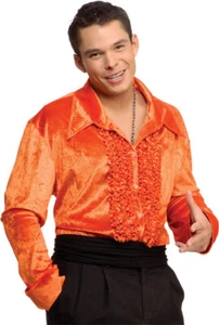 Camisa discoteca terciopelo naranja talla pequeña, mediana - Imagen 1 de 1
