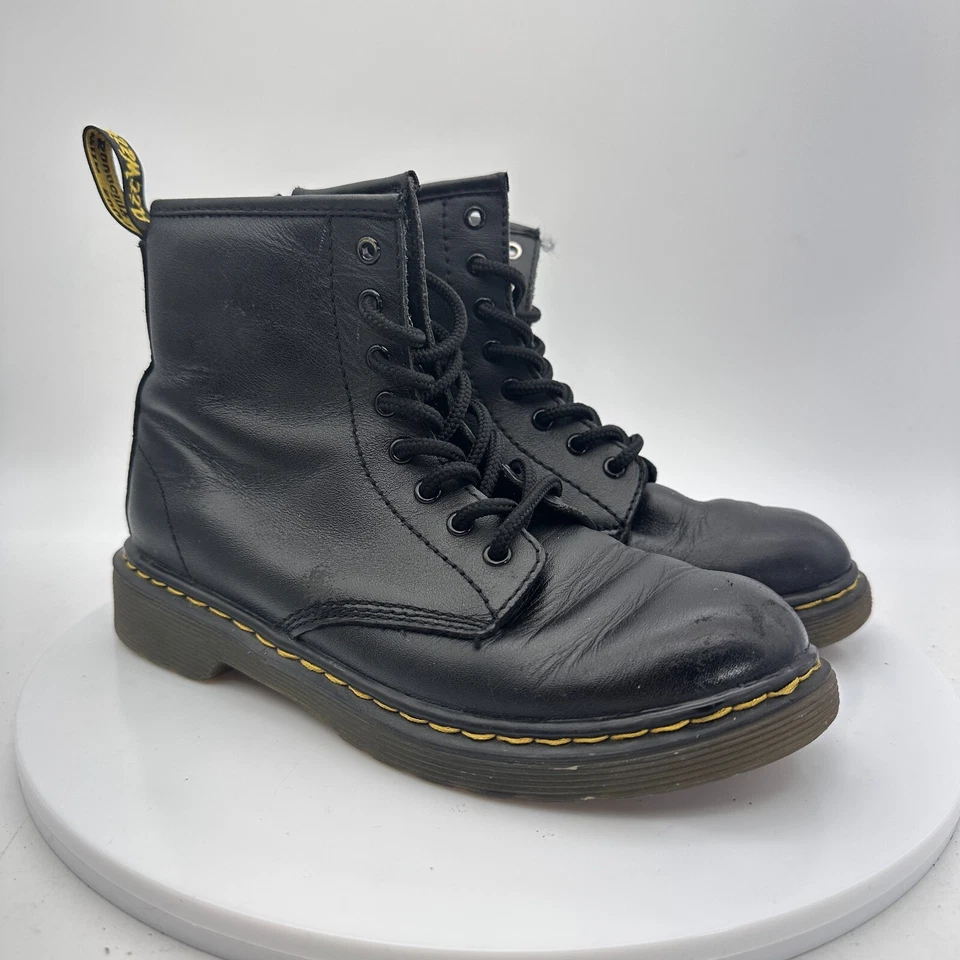 Bota de Combate Dr Martens 1460 J Pascal Cuero Negro Cremallera Unisex Niños Talla 3 Foto 1 de 4