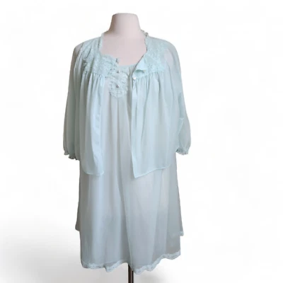 Juego de camisón Peignoir vintage de gasa de los años 50 tocador pequeño Fairycore transparente Foto 1 de 4