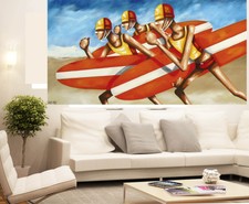 71" Huge Authentic Australia painting art  Andy race  beach life saving COA 