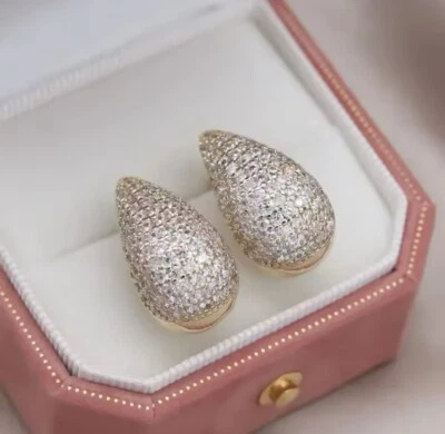 Pendientes gota agua circón lujo DORADO Y PLATA Elegante mujer boda fiesta Foto 1 de 4
