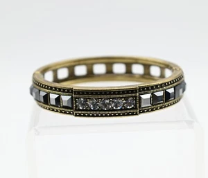 Heidi Daus Tantalizing Clear Hematite Crystal 7 1/2" Hinged Bangle Bracelet - Picture 1 of 6