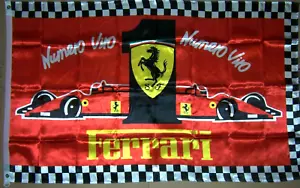 BANDERA DE COCHE SATINADO A CUADROS ROJO FERRARI NÚMERO UNO nueva 3x5 ft superior vendedor de EE. UU. - Imagen 1 de 3