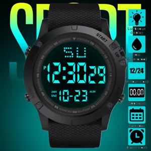 Fashion Men's LED Sports Waterproof Watch Large Digital Multifunction Wristwatch - Picture 1 of 8