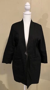 Eileen Fisher Organic Linen Shawl Collar Blazer Jacket Black Petite Large PL - Picture 1 of 6