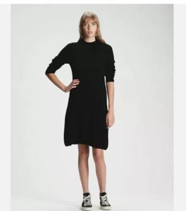 THE GAP Black FIT & FLARE Rib Knit LS Mock SWEATER DRESS Women's Size S NWT $79. - Picture 1 of 9