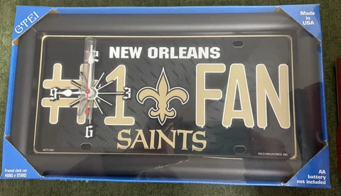 New Orleans Saints NFL # 1 Fan Quartz License Plate Clock Cover