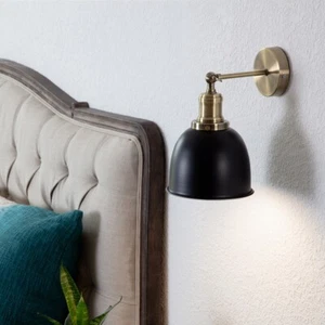 Adjustable Wall Lights Antique Brass Living Room Bedroom Shades Lampshades Light - Picture 1 of 28