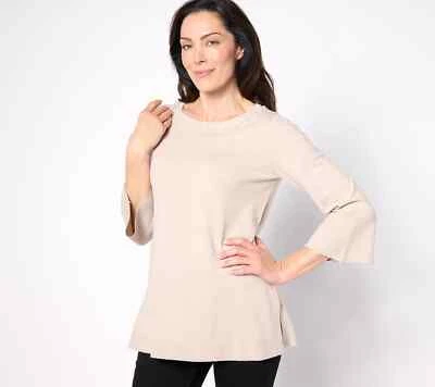 Isaac Mizrahi Live! Suéter Pullover Regular con Borde de Perla Imitada, Mediano A627988 Foto 1 de 4