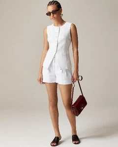J. Crew Cutaway Vest Top in Linen Size 12 White CI544 - Picture 1 of 10
