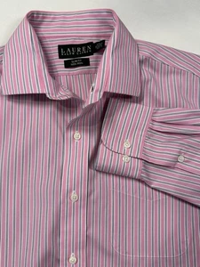Lauren Ralph Lauren Button Up Shirt Men’s 16 32/33 Slim Fit Non Iron Pink - Picture 1 of 10