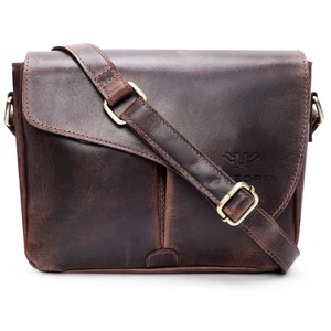 Leather Messenger Bag for Men & Women, Unisex Crossbody Bag for iPad, Adjusta... - Picture 1 of 8
