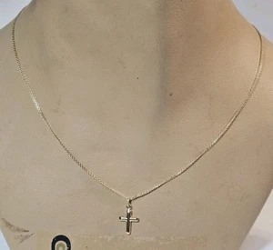 18K Gold Kruzifix Anhänger 18k Gold Halskette Religiös Kreuz Charm 3,4 Gramm - Bild 1 von 19