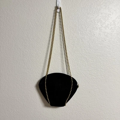 Bolso de Noche De Vecchi Hamilton Hodge Cuero Negro Gamuza Cadena Dorada Evento Formal Foto 1 de 4