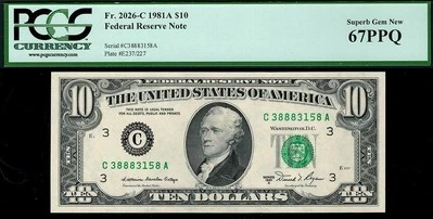 1981A $5 Philadelphia Federal Reserve Note FRN • 2026-C • PCGS 67 EPQ - Image 1 of 2