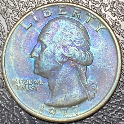 1977-P Washington Quarter Beautiful Brilliant Blue/Purple Toned Coin  #10 - Image 1 of 4