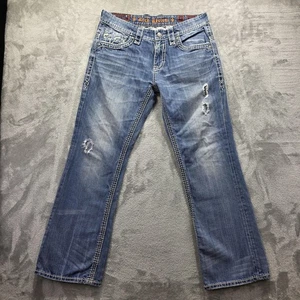Rock Revival Jeans Mens 32 Antonio Boot Distressed Embroidered Buckle RBL663B - Picture 1 of 12