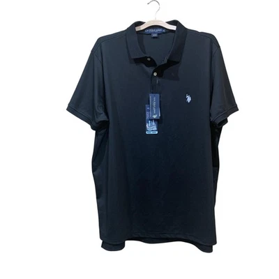 Nueva camisa polo para hombre US Polo Assn 2XL negra que absorbe la humedad rendimiento golf Foto 1 de 4