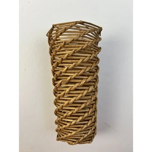 Basket Wall Hanging Vase Woven 7 " Natural Home Decor Wicker - Picture 1 of 6
