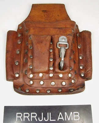 Klein Tools 5168T Riveted Brown Leather TOOL BELT BAG POUCH with 6 Pockets - Image 1 of 4
