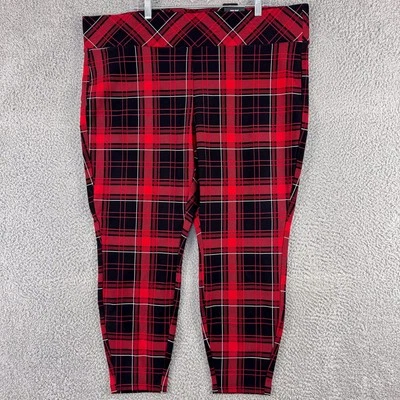 Torrid Pants Womens 3X 22-24 Red Black Plaid Pixie Stretch Slim Fix High Rise - Image 1 of 4