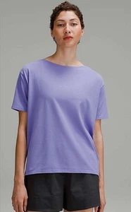 NEW Lululemon Womens BACK IN ACTION Short Sleeve Top NULU Shirt DARK LAVENDER 12 - Picture 1 of 11