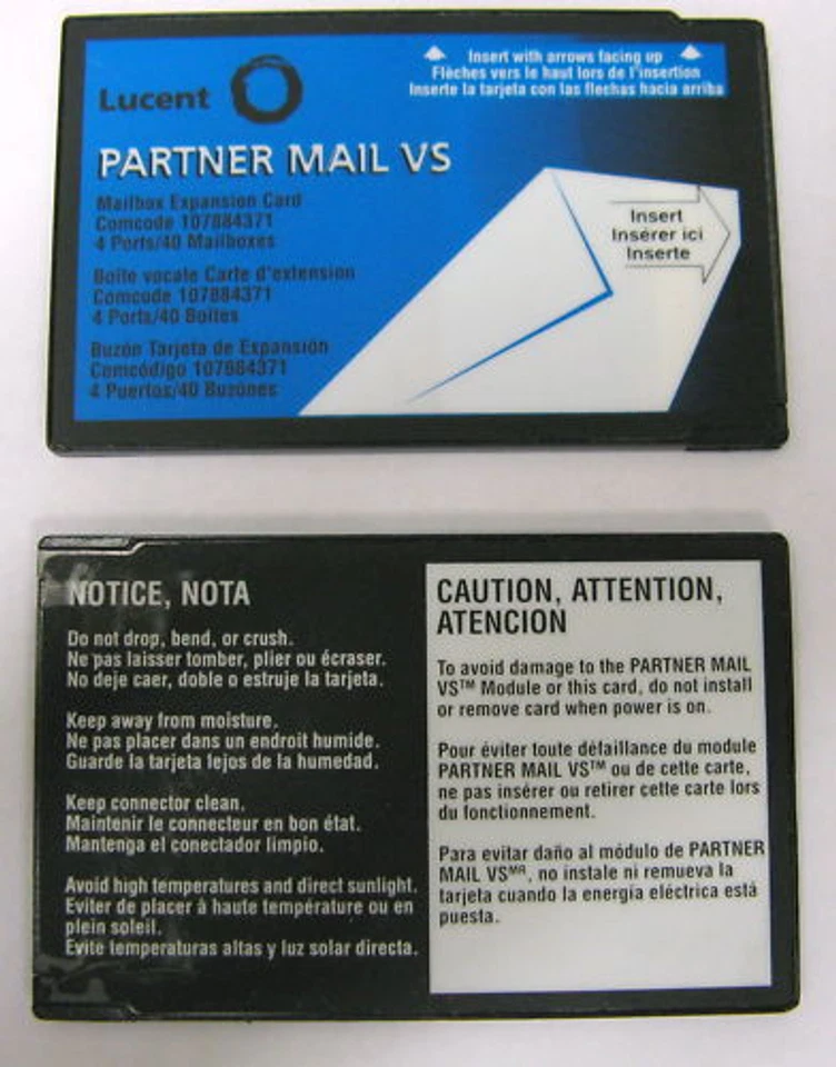 Avaya AT&T Lucent Partner Mail VS 4-Port 40-Mailbox Expansion Card 107884371 - Image 1 of 1