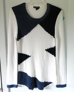 Woman Sweater By Marble Size Small Blue White Close Knit - Picture 1 of 3