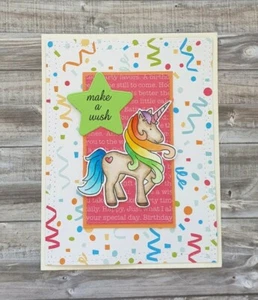 Handmade Happy Birthday Card: Make a Wish Unicorn For Her Girl Princess Birthday - Picture 1 of 1