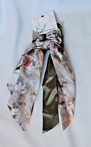 Scunci x Tamera Mowry Womens Girls Scarf Scrunchie 2 Pack Floral & Hunter Green - Picture 1 of 3