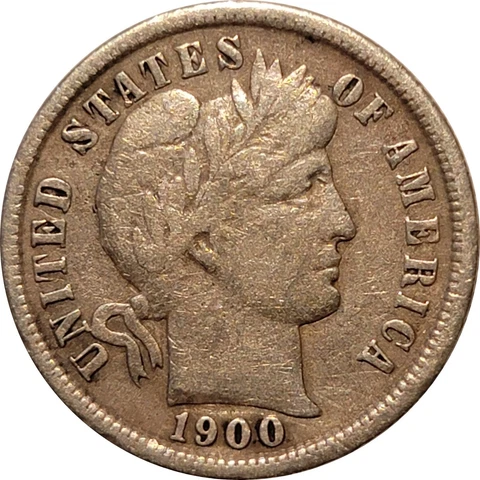 1900-S Barber Silver Dime, VF Details, Surface Problems Cover
