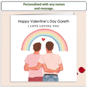 Personalised  Valentine Day Card I LOVE LOVING YOU LGBTQ+ man husband boyfriend - Picture 1 of 4