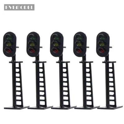 JTD06DE Neu 5 Stk. Ampeln LED Signal Lichtsignal 45mm 12V rot/gelb/grün Spur H0 - Bild 1 von 4