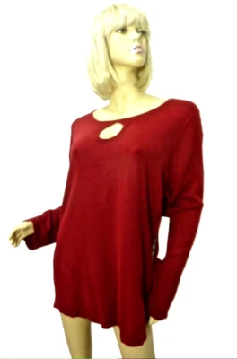 Nuevo con etiquetas Suéter Hampshire Studio Cerradura Mujer PLUS 1X Plus Rojo Escote Redondo Foto 1 de 4