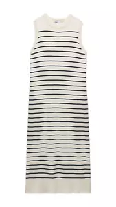 ZARA Long Knit Stripped Sleeveless Dress Black and White BNWT Women's Small - Picture 1 of 18