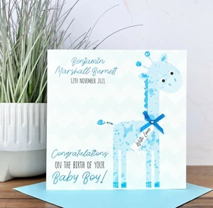 Nueva tarjeta de bebé personalizada hecha a mano para niño - Imagen 1 de 2