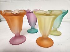 Libbey Ka-Dinks Frosted Ice Cream Sundae Retro Footed Glasses