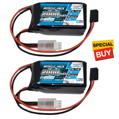 NHX Muscle Pack 2S 7.4V 2000mAh 5C RX Hump Receiver Lipo Battery (2) - Image 1 of 4