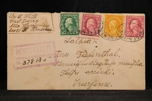 Massachusetts: West Newton 1921 Registered Cover to Latvia - Bild 1 von 2