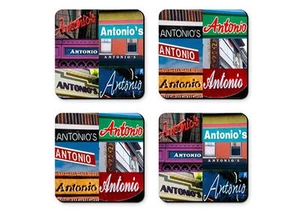 Personalized Coasters featuring the name ANTONIO in photos of signs - Set of 4 - Picture 1 of 1