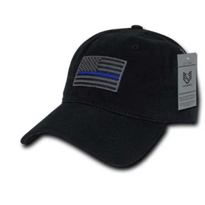 Thin Blue Line Black Ball Cap w American Flag Patch Police Tactical Cap  - Picture 1 of 1