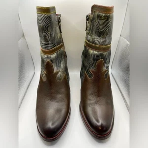 Spring Step L’Artiste Womens Thunderbird Brown Multi Leather Heel 39 8 Boots - Picture 1 of 16