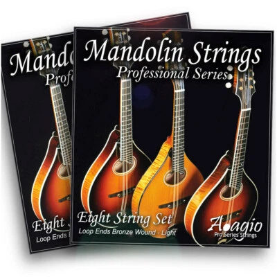 2 PACKS Mandolin Strings With Loop Ends - Light Regular Gauge Long - Adagio Pro  - Image 1 of 4