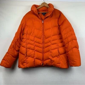 Lands End Down Puffer Jacket Youth XL No Hood Orange Polyester Down Feathers - Picture 1 of 7