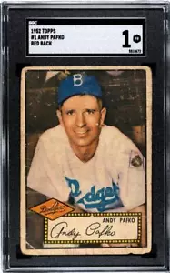 1952 TOPPS ANDY PAFKO #1 RED BACK SGC 1 PR - Picture 1 of 2