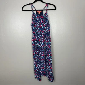 Joe Fresh Colorful Floral Midi Tank Dress Small Spaghetti Strap High Neck Blue - Picture 1 of 8